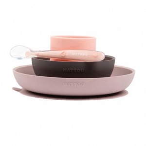 Complet assiettes silicone rose