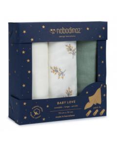 Lot de 3 langes LOVE SWADDLES FLORE