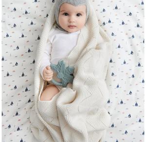 Couverture en tricot festonné GOTS NATURAL