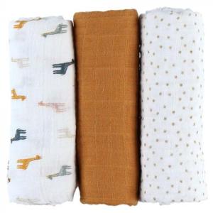 Set de 3 langes mousselines CARAMEL