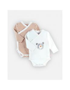 Ensemble de 2 body à manches longues BLANC CARAMEL 3M