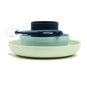 Coffret de repas 4 pièces bleu vert