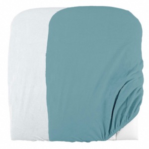 Lot de 2 housses de matelas à langer Blanc/Nile
