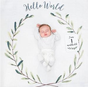 Lange mousseline et carte HELLO WORLD 